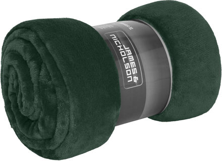 James & Nicholson Fleece deken - plaid - polyester - donkergroen - 180x130 cm - XL formaat