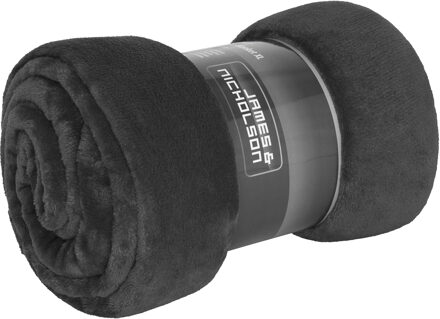 James & Nicholson Fleece deken/plaid - zacht polyester - donkergrijs - 180 x 130 cm - XL formaat