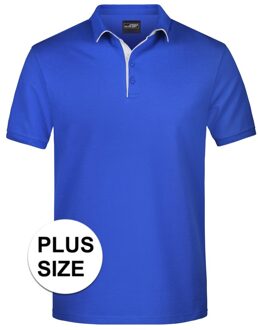 James & Nicholson Grote maten polo shirt Golf Pro premium blauw/wit voor heren - Blauwe plus size herenkleding - Werk/zakelijke polo t-shirts 3XL