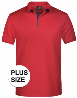 James & Nicholson Grote maten polo shirt Golf Pro premium rood/navy voor heren - Rode plus size herenkleding - Werk/zakelijke polo t-shirts 3XL