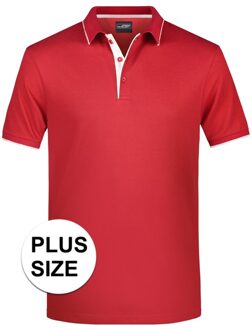 James & Nicholson Grote maten polo shirt Golf Pro premium rood/wit voor heren - Rode plus size herenkleding - Werk/zakelijke polo t-shirt 3XL