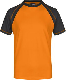 James & Nicholson Heren shirt korte mouwen oranje/zwart