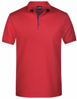 James & Nicholson Polo shirt Golf Pro premium rood/navy voor heren - Rode herenkleding - Werkkleding/zakelijke kleding polo t-shirt 2XL