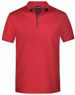 James & Nicholson Polo shirt Golf Pro premium rood/navy voor heren