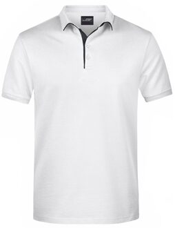 James & Nicholson Polo shirt Golf Pro premium wit/zwart voor heren - Witte herenkleding - Werkkleding/zakelijke kleding polo t-shirt 2XL