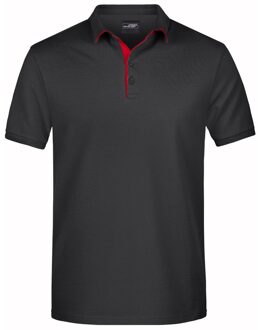 James & Nicholson Polo shirt Golf Pro premium zwart/rood voor heren