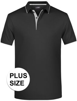 James & Nicholson Poloshirt - Golf Pro premium - grote maat - zwart/zilver - heren