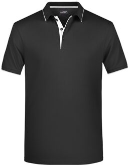 James & Nicholson Poloshirt Golf Pro premium - heren - zwart/wit
