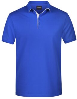 James & Nicholson Poloshirt Golf Pro premium voor heren - blauw/wit - herenkleding - Werkkleding