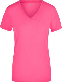 James & Nicholson Roze dames stretch t-shirt met V-hals L