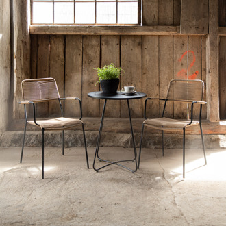 Jana aluminium tuinstoel naturel - met armleuningen Bruin