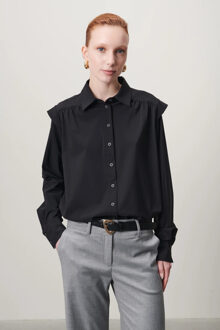 Jane Lushka Hanna blouse technical jersey black Zwart - XS