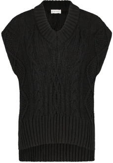 Jane Lushka Zwarte Gebreide Vest | Blijf koel en comfortabel Jane Lushka , Black , Dames - S