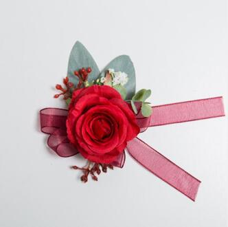 JaneVini Rode Roos Bruid Bruidegom Boutonniere Pak Bruidegom Bloem Bruidsmeisje Bruidsjonkers Pols Bloemen Bruiloft Corsages Noivo Casamento Wrist bloem 1