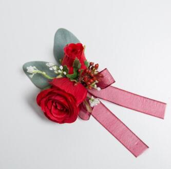 JaneVini Rode Roos Bruid Bruidegom Boutonniere Pak Bruidegom Bloem Bruidsmeisje Bruidsjonkers Pols Bloemen Bruiloft Corsages Noivo Casamento Wrist bloem 2