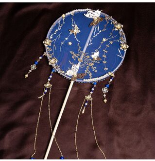 Janevini Vintage Rode Chinese Bridal Fan Kunstmatige Bloemen Parels Kralen Bruid Sieraden Vlinder Lange Handvat Bruiloft Ventilator Boeket stijl D