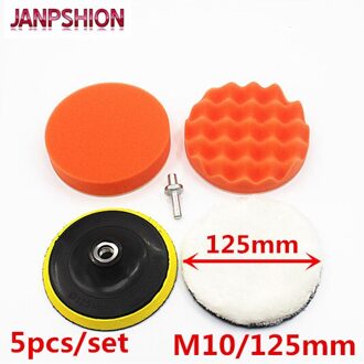 JANPSHION 5 st M10/125mm 5 ''Spons Polijsten Waxen Buffing Pads Kit Compound Auto + Boor