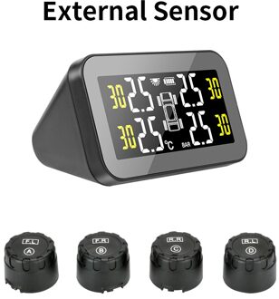 Jansite Tpms Grote Scherm Auto Bandenspanningscontrolesysteem Solar Power Auto Security Alarm 0.5-6Bar Tpms Sensor Voor sedan Auto extern sensors