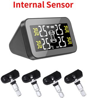 Jansite Tpms Grote Scherm Auto Bandenspanningscontrolesysteem Solar Power Auto Security Alarm 0.5-6Bar Tpms Sensor Voor sedan Auto intern sensors