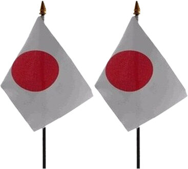 Japan - 2x - mini vlaggetje van 10 x 15 cm op stokje - Landen vlag - H27 cm