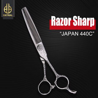 Japan 440C 5.5 & 6 Inch Kappers Schaar Professionele Snijden Dunner Set Kapper Accessoires Winkel Salon Shears 6.0 duim het verdunnen 02