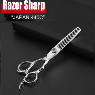 Japan 440C 5.5 & 6 Inch Kappers Schaar Professionele Snijden Dunner Set Kapper Accessoires Winkel Salon Shears 6.0 duim het verdunnen 03