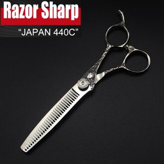 Japan 440C 5.5 & 6 Inch Kappers Schaar Professionele Snijden Dunner Set Kapper Accessoires Winkel Salon Shears 6.0 duim het verdunnen 04