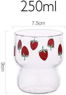 Japan Aardbei Leuke Meisje Glas Cup Transparante Water Cups Student Ontbijt Melk Koffie Hittebestendige Bril aardbei 250ml