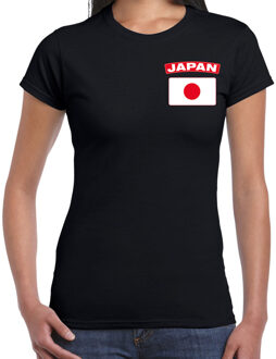 Japan landen shirt met vlag zwart voor dames - borst bedrukking XL