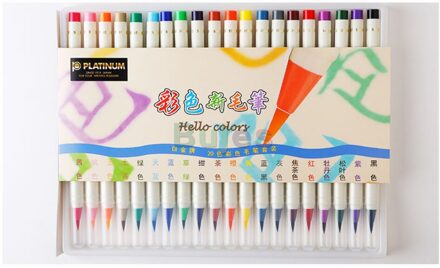 Japan Platina 20 Kleur Kleurrijke Zachte Hoofd Borstel Brilliant Kalligrafie Cartoon Zachte Borstel Gedrenkt In Water Borstel Kunst Levert