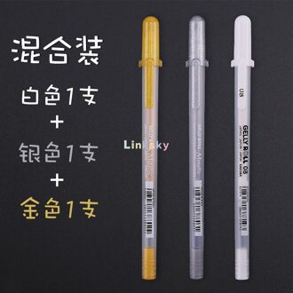 Japan Sakura Marker Pen Zwart Karton Metallic Marker Pen De Witte Lijn Pennen Briefpapier Leveringen Zilverachtige Gold Hoge Licht Pen 08 goud zilverachtig