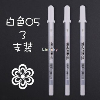 Japan Sakura Marker Pen Zwart Karton Metallic Marker Pen De Witte Lijn Pennen Briefpapier Leveringen Zilverachtige Gold Hoge Licht Pen 3 stk 05 wit