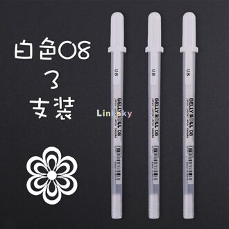 Japan Sakura Marker Pen Zwart Karton Metallic Marker Pen De Witte Lijn Pennen Briefpapier Leveringen Zilverachtige Gold Hoge Licht Pen 3 stk 08 wit