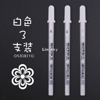 Japan Sakura Marker Pen Zwart Karton Metallic Marker Pen De Witte Lijn Pennen Briefpapier Leveringen Zilverachtige Gold Hoge Licht Pen 3 stk wit 05 08 10