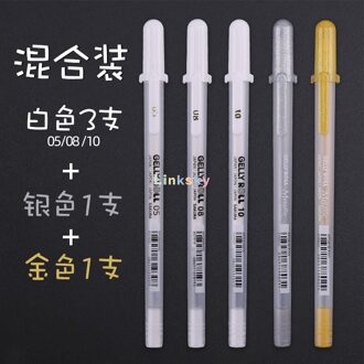 Japan Sakura Marker Pen Zwart Karton Metallic Marker Pen De Witte Lijn Pennen Briefpapier Leveringen Zilverachtige Gold Hoge Licht Pen 5stk per lot