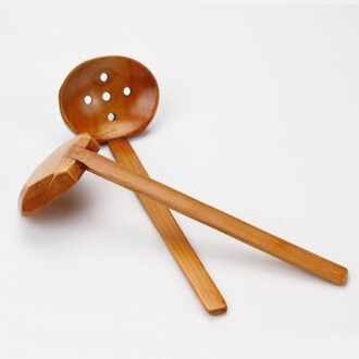 Japan Stijl Lange Hand Houten Lepel Log Servies Pap Lepel Grote Lepel Pollepel Dipper Pot Lepel Vergiet Suits 3