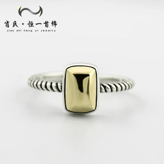 Japan wind new s925 sterling silver ring personalized simple fashion silver handmade true color hemp rope opening jewelry