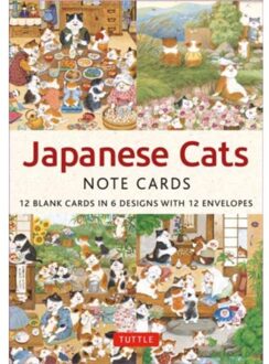 Japanese Cats - 12 Blank Note Cards: In 6 Original Illustrations By Setsu Broderick With 12 Envelopes - Setsu Broderick