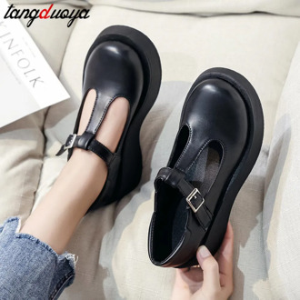 Japanese Lolita Shoes Mary Jane Pu Leather Jk Love Girl Student Kawaii Sweet Round Head Waterproof Black Shoes Anime Cosplay