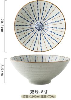 Japanse 8 Inch Creatieve Servies Commerciële Bamboe Hoed Keramische Kom, Huishoudelijke Grote Ramen, Rijst, Noedels, soepkom
