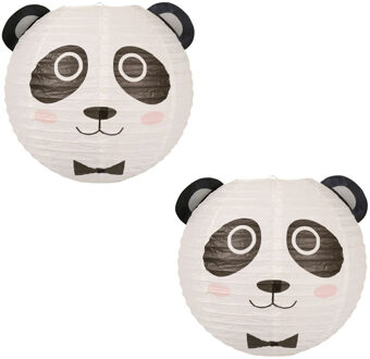Japanse bol lampion - 2x - Panda thema - D35 cm - Sint Maarten lampion - Tuinfeest - Versiering