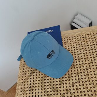 Japanse Brief Borduurwerk Zon Baseball Hoeden Vrouwen Trend Zonnebrandcrème Koreaanse Ins Casual Outdoor Hoed Paar Strand Cap meer blauw