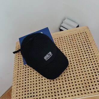 Japanse Brief Borduurwerk Zon Baseball Hoeden Vrouwen Trend Zonnebrandcrème Koreaanse Ins Casual Outdoor Hoed Paar Strand Cap zwart