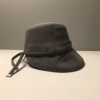 Japanse Casual Vrouwen Bekken Hoed Zomer Visser Hoed Grote Rand Strand Zonnehoed Zonnehoed Mode Zonnehoed leisure donker grijs