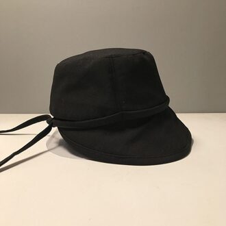 Japanse Casual Vrouwen Bekken Hoed Zomer Visser Hoed Grote Rand Strand Zonnehoed Zonnehoed Mode Zonnehoed leisure zwart