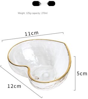 Japanse Creatieve Kom Ins Fruit Slakom Clear Hart Kom Kristallen Glazen Kom Kleurrijke Desserts medium