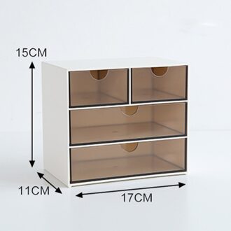 Japanse Creatieve Make Organizer Opslag Lade Box Office Leren Puin Bureau Organisator Sieraden Doos Plastic bruin four rooster