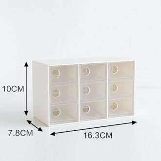 Japanse Creatieve Make Organizer Opslag Lade Box Office Leren Puin Bureau Organisator Sieraden Doos Plastic wit Nine rooster