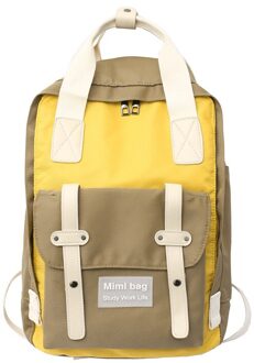 Japanse En Korea Rugzak Vrouwen Grote Capaciteit School Rugzak Canvas Rugzak Voor Meisjes Vintage Laptop Reistassen khaki geel