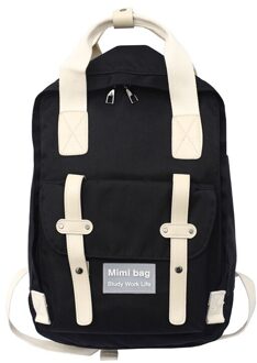 Japanse En Korea Rugzak Vrouwen Grote Capaciteit School Rugzak Canvas Rugzak Voor Meisjes Vintage Laptop Reistassen zwart